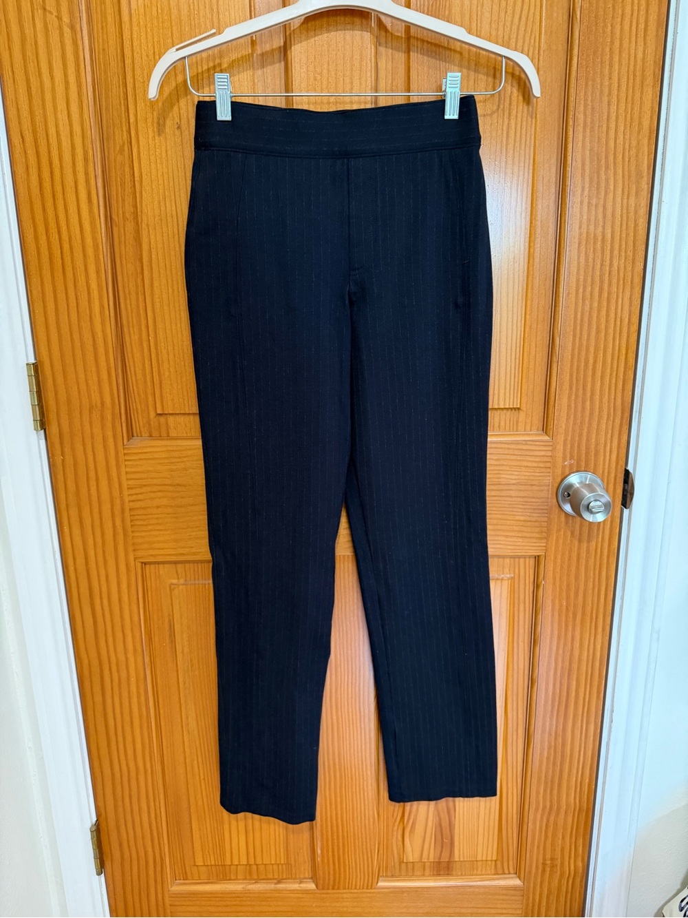 SPANX Perfect Pant Slim Straight Navy Pinstripe